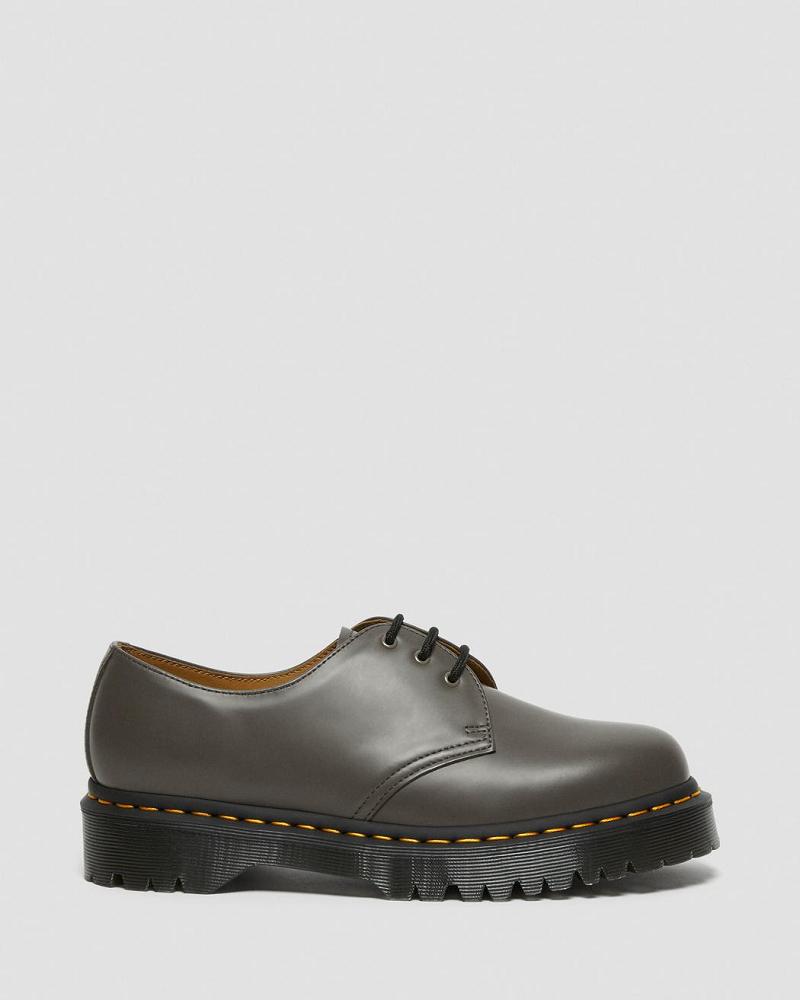 Khaki / Grey Women's Dr Martens 1461 Bex Smooth Leather Oxfords Shoes | CA 341PJJ